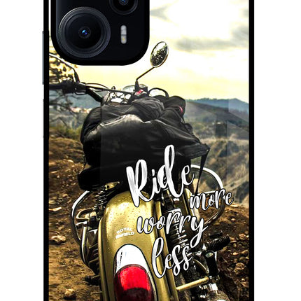 Ride More Worry Less Poco F5 5G Glass Case