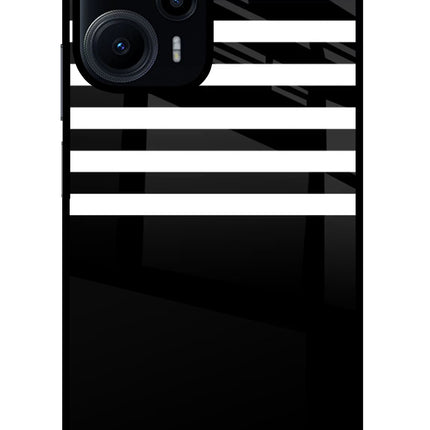 Black and White Print Poco F5 5G Glass Case