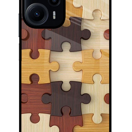 Wooden Puzzle Poco F5 5G Glass Case