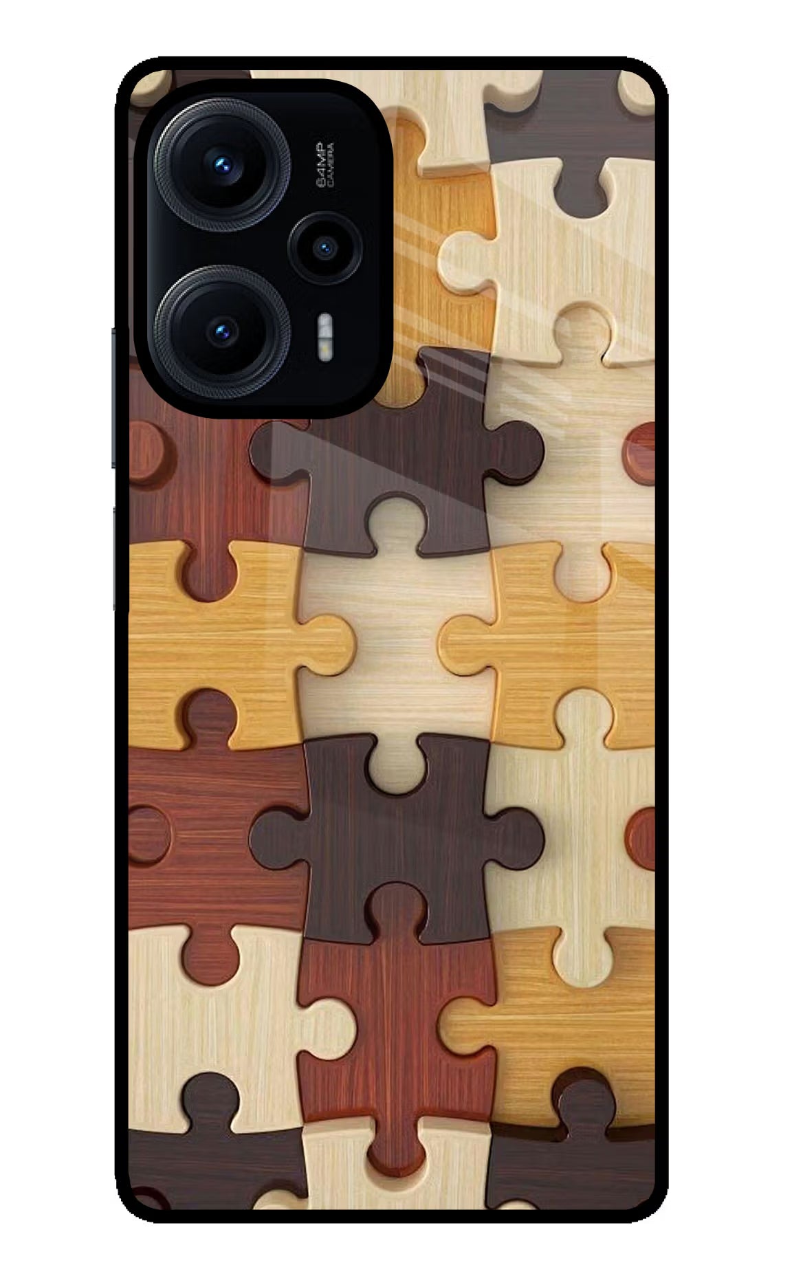 Wooden Puzzle Poco F5 5G Glass Case
