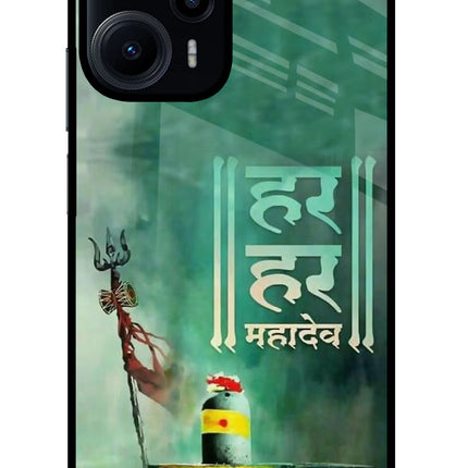Har Har Mahadev Shivling Poco F5 5G Glass Case