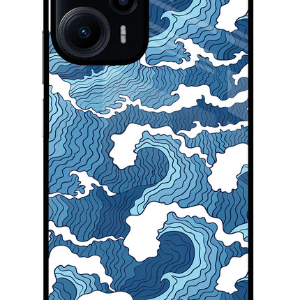 Blue Waves Poco F5 5G Glass Case