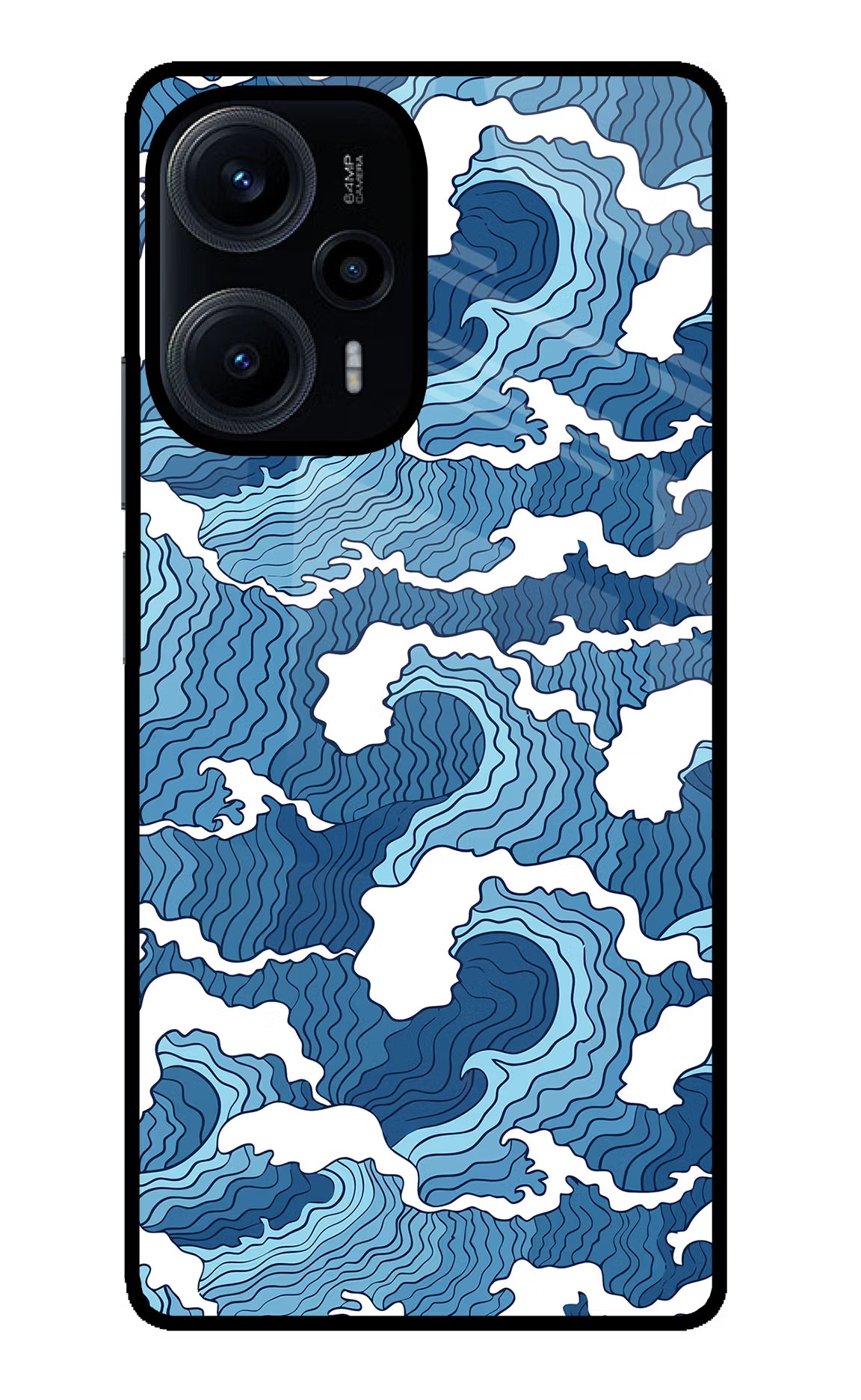 Blue Waves Poco F5 5G Glass Case