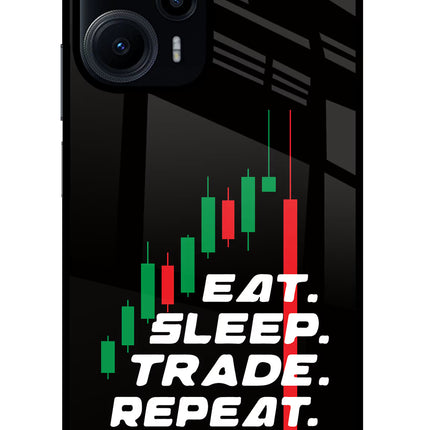 Eat Sleep Trade Repeat Poco F5 5G Glass Case