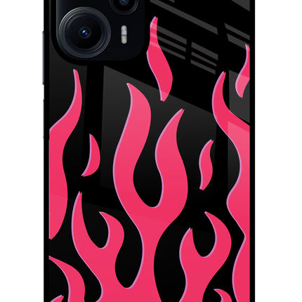 Fire Flames Poco F5 5G Glass Case