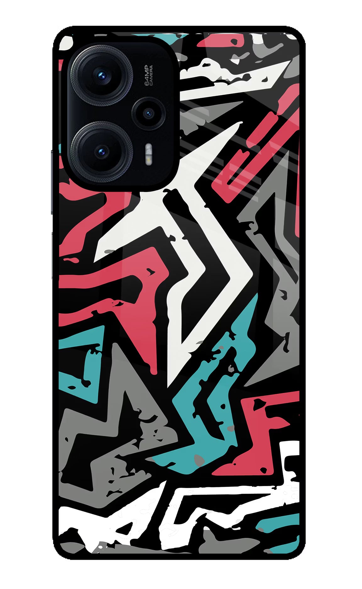 Geometric Graffiti Poco F5 5G Glass Case Back Cover by Casekaro