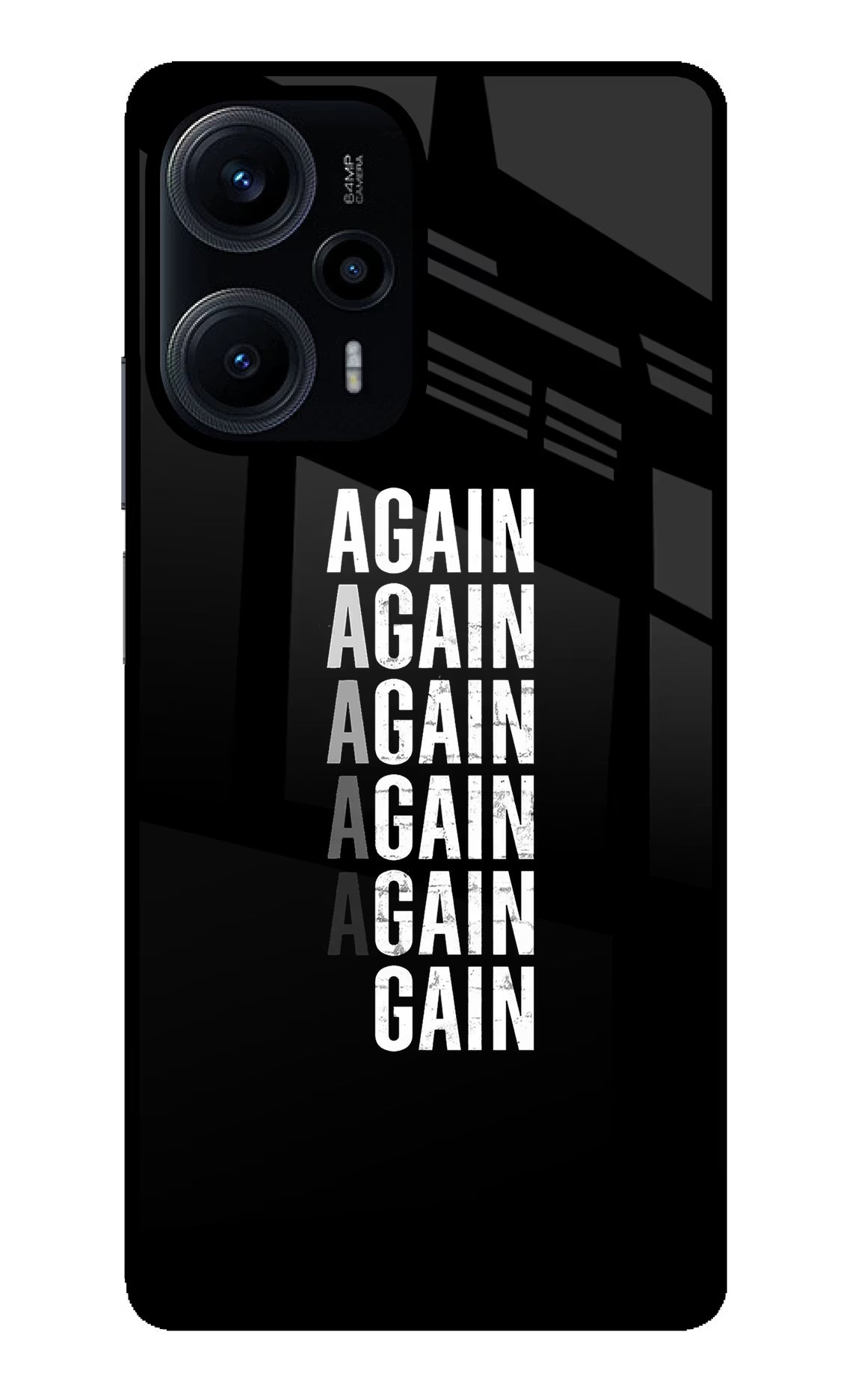 Again Again Gain Poco F5 5G Glass Case Back Cover by Casekaro