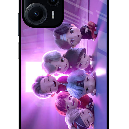 BTS Chibi Poco F5 5G Glass Case