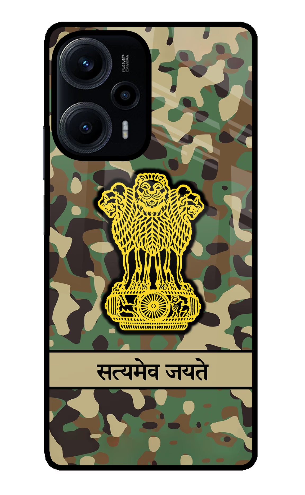 Satyamev Jayate Army Poco F5 5G Glass Case Back Cover by Casekaro