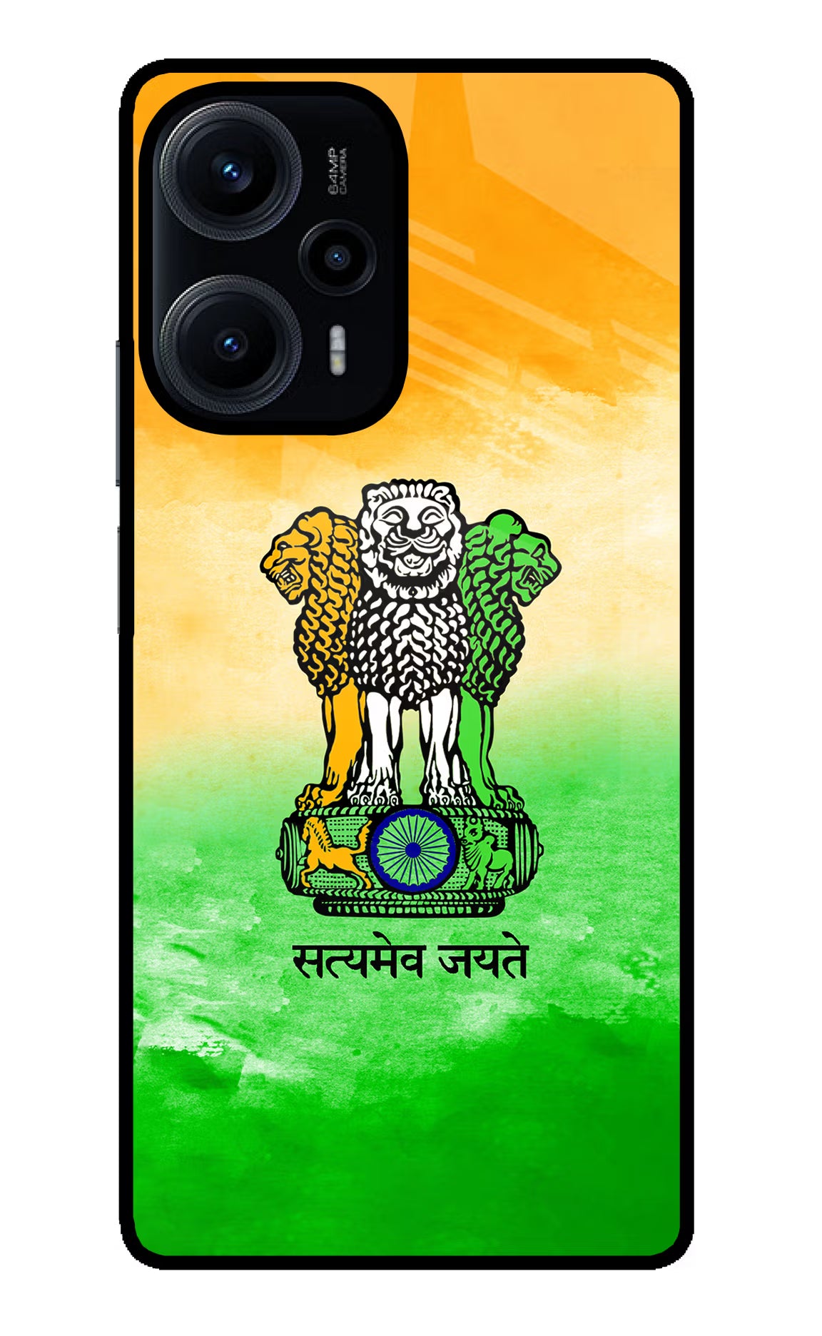 Satyamev Jayate Flag Poco F5 5G Glass Case Back Cover by Casekaro