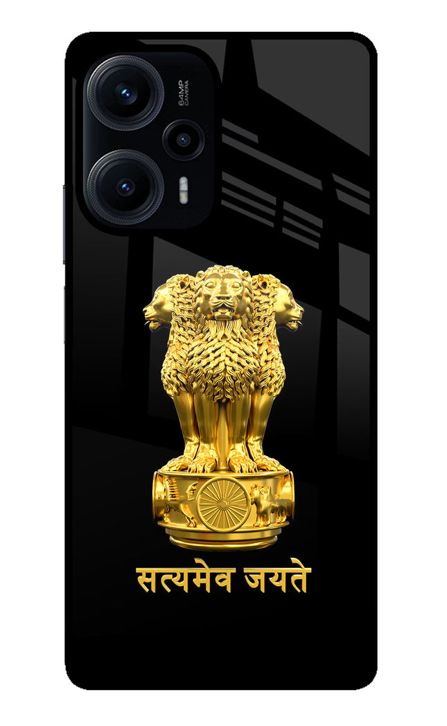 Satyamev Jayate Golden Poco F5 5G Glass Case