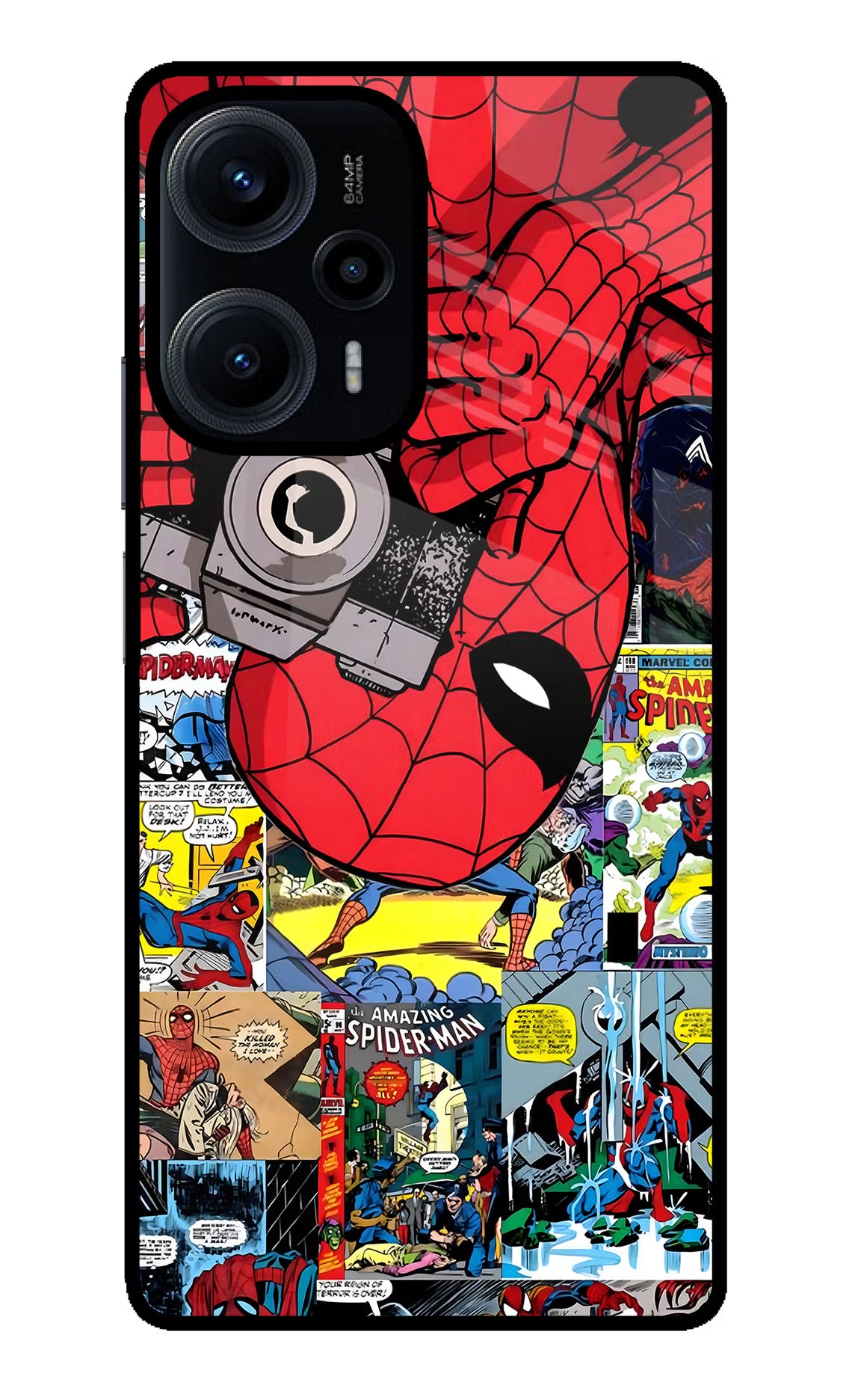 Spider Man Poco F5 5G Glass Case Back Cover by Casekaro