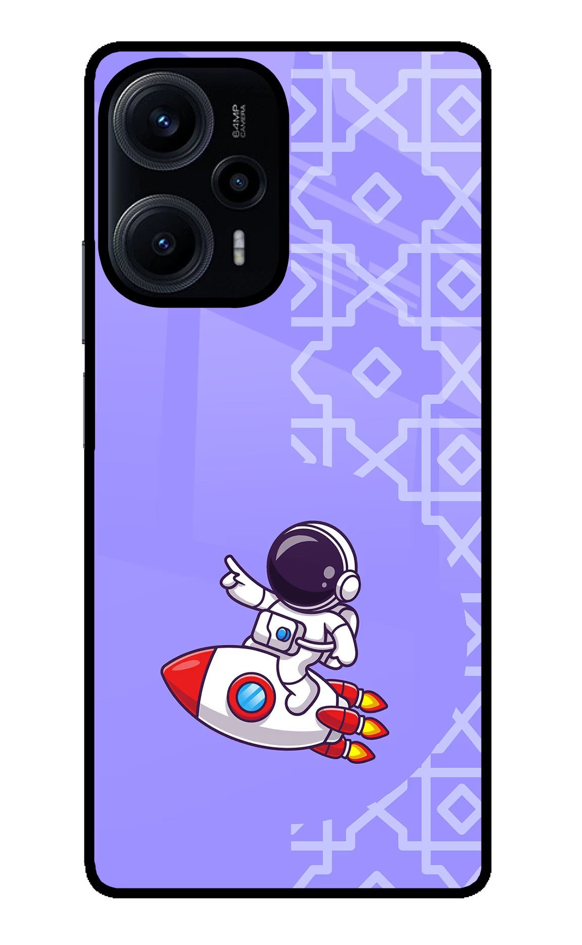 Cute Astronaut Poco F5 5G Glass Case Back Cover by Casekaro