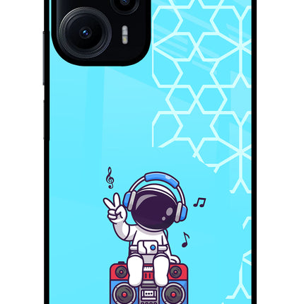 Cute Astronaut Chilling Poco F5 5G Glass Case