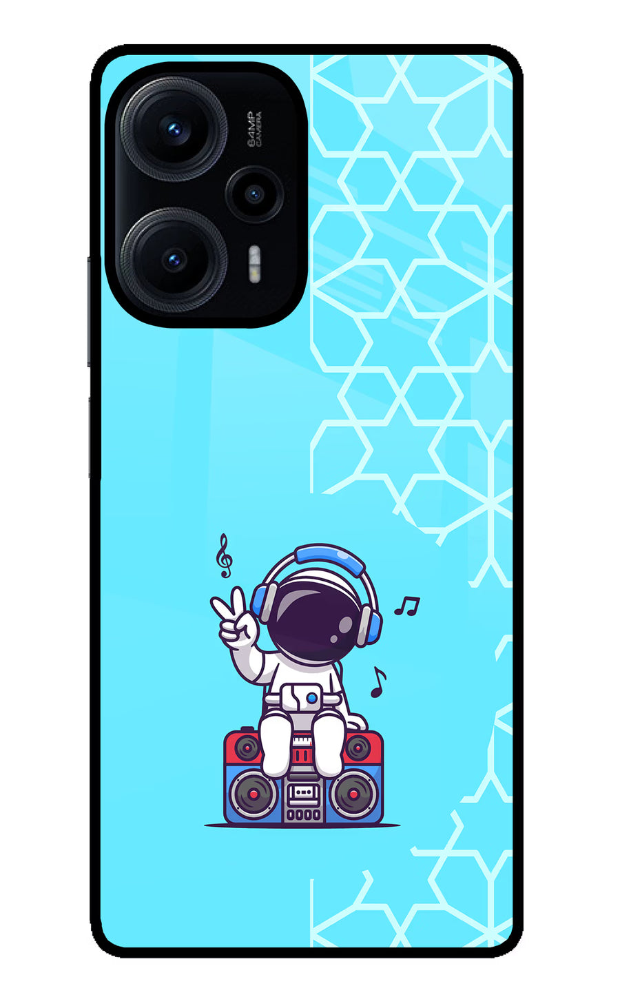 Cute Astronaut Chilling Poco F5 5G Back Cover, Glass case