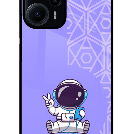 Cute Astronaut Chilling Poco F5 5G Glass Case