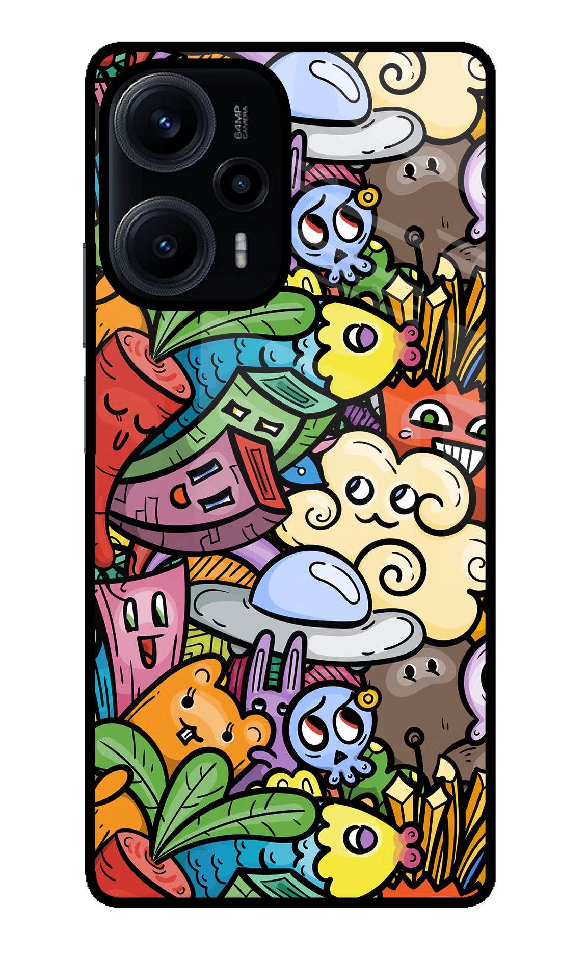 Veggie Doodle Poco F5 5G Glass Case