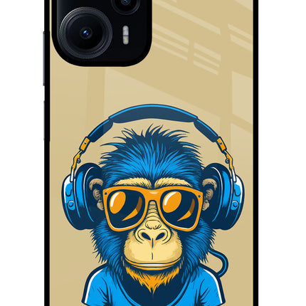 Monkey Headphone Poco F5 5G Glass Case