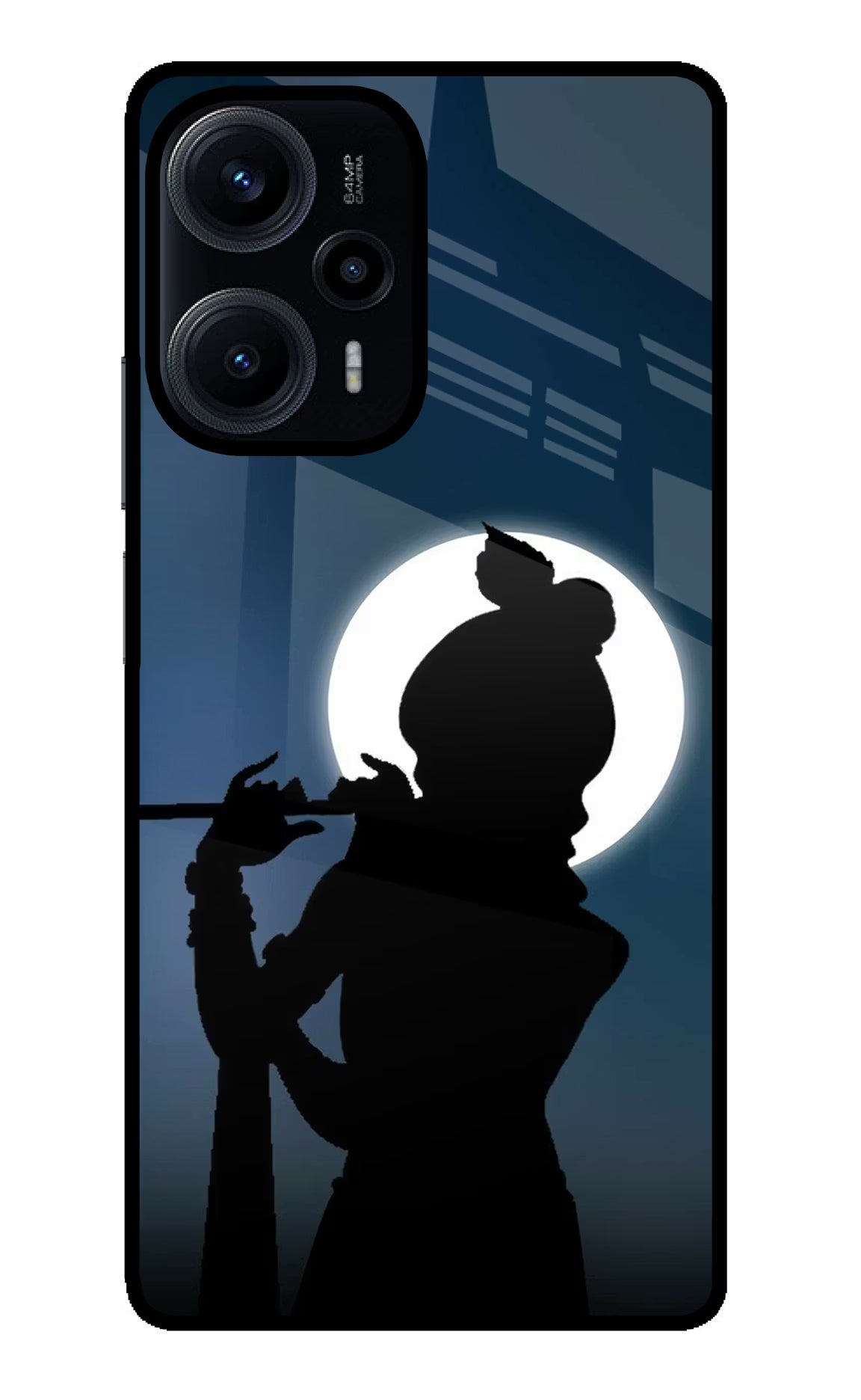 Shri Krishna Silhouette Poco F5 5G Glass Case Back Cover by Casekaro