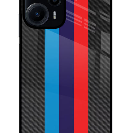 BMW Stripes Pattern Poco F5 5G Glass Case