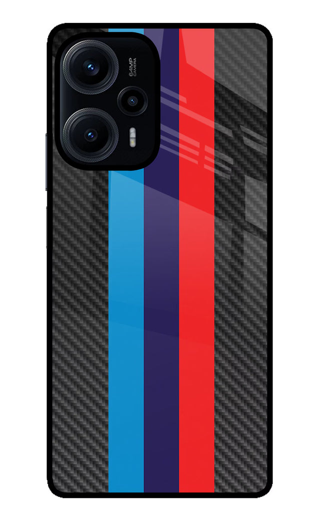 BMW Stripes Pattern Poco F5 5G Glass Case