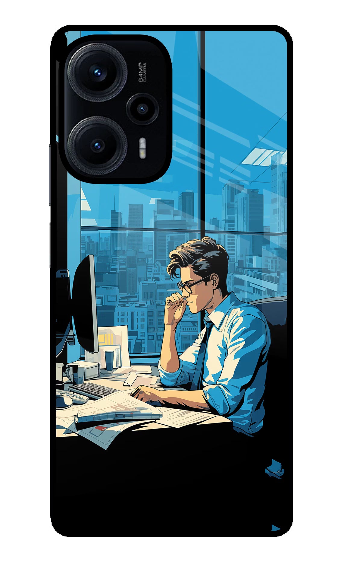 Focused Hustler (AI Generated) Poco F5 5G Glass Case Back Cover by Casekaro