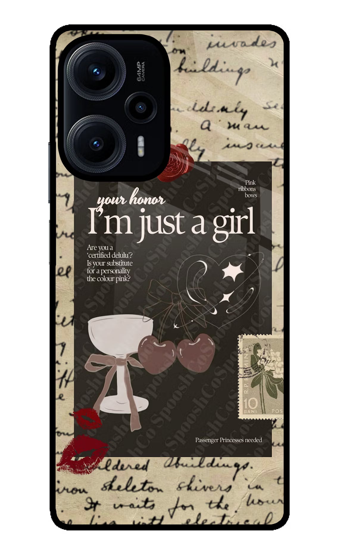 I am just a girl Poco F5 5G Glass Case Back Cover by Casekaro