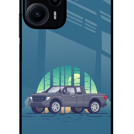 Retro Garage Vibe Poco F5 5G Glass Case