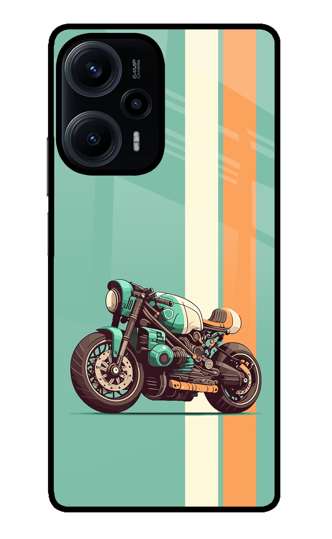 Striped Moto Drift Poco F5 5G Glass Case
