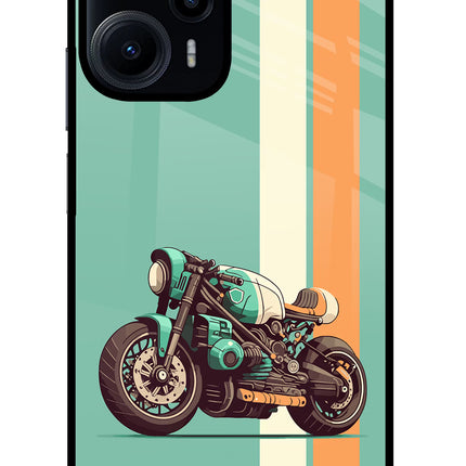 Striped Moto Drift Poco F5 5G Glass Case Back Cover by Casekaro