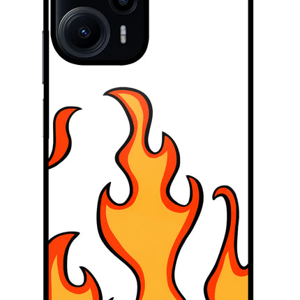 Fired Up – White Poco F5 5G Glass Case