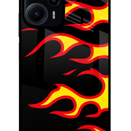 Side Sweep Flames Poco F5 5G Glass Case