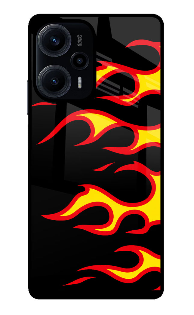 Side Sweep Flames Poco F5 5G Glass Case