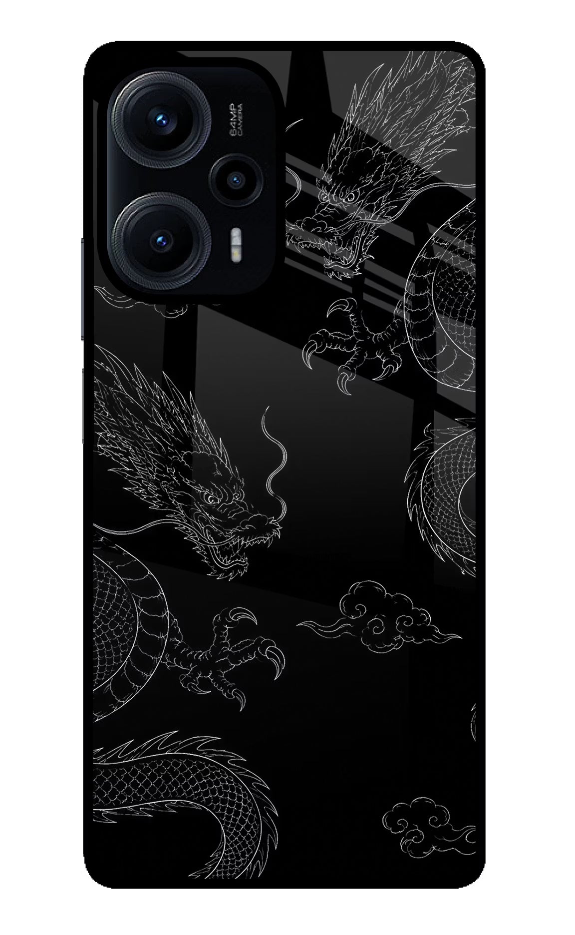 Twin Dragons Poco F5 5G Glass Case Back Cover by Casekaro
