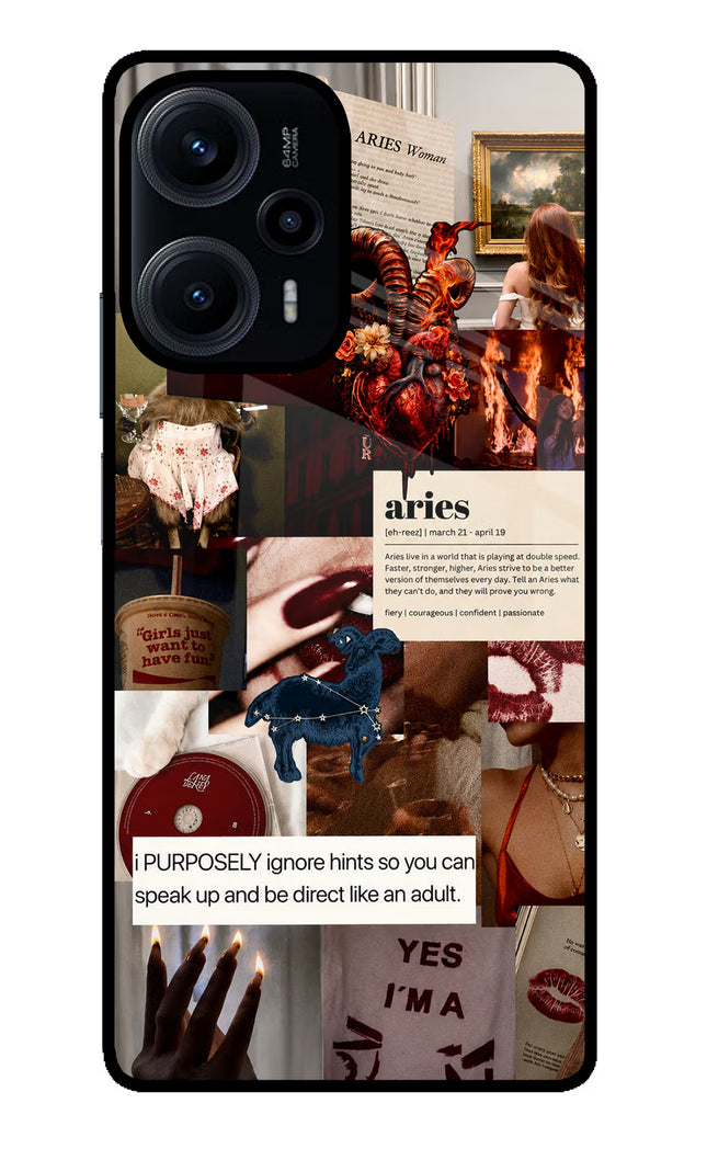 Zodiac Aries Poco F5 5G Glass Case