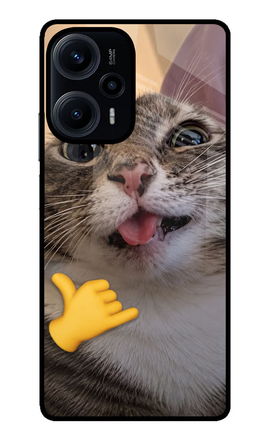 Silly Cat Call Poco F5 5G Glass Case