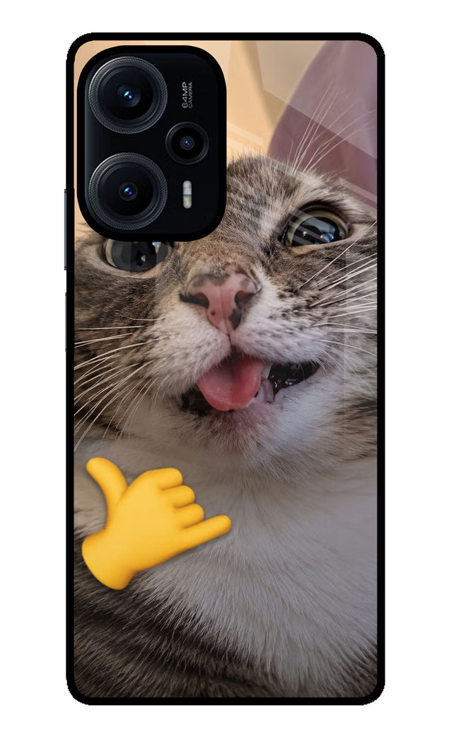 Silly Cat Call Poco F5 5G Glass Case