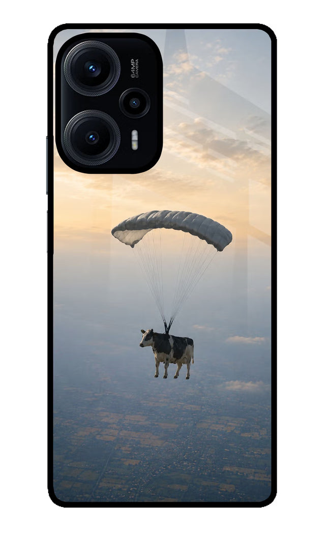 Skydiving Cow Poco F5 5G Glass Case