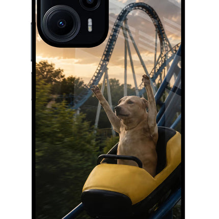 Rollercoaster Dog Poco F5 5G Glass Case