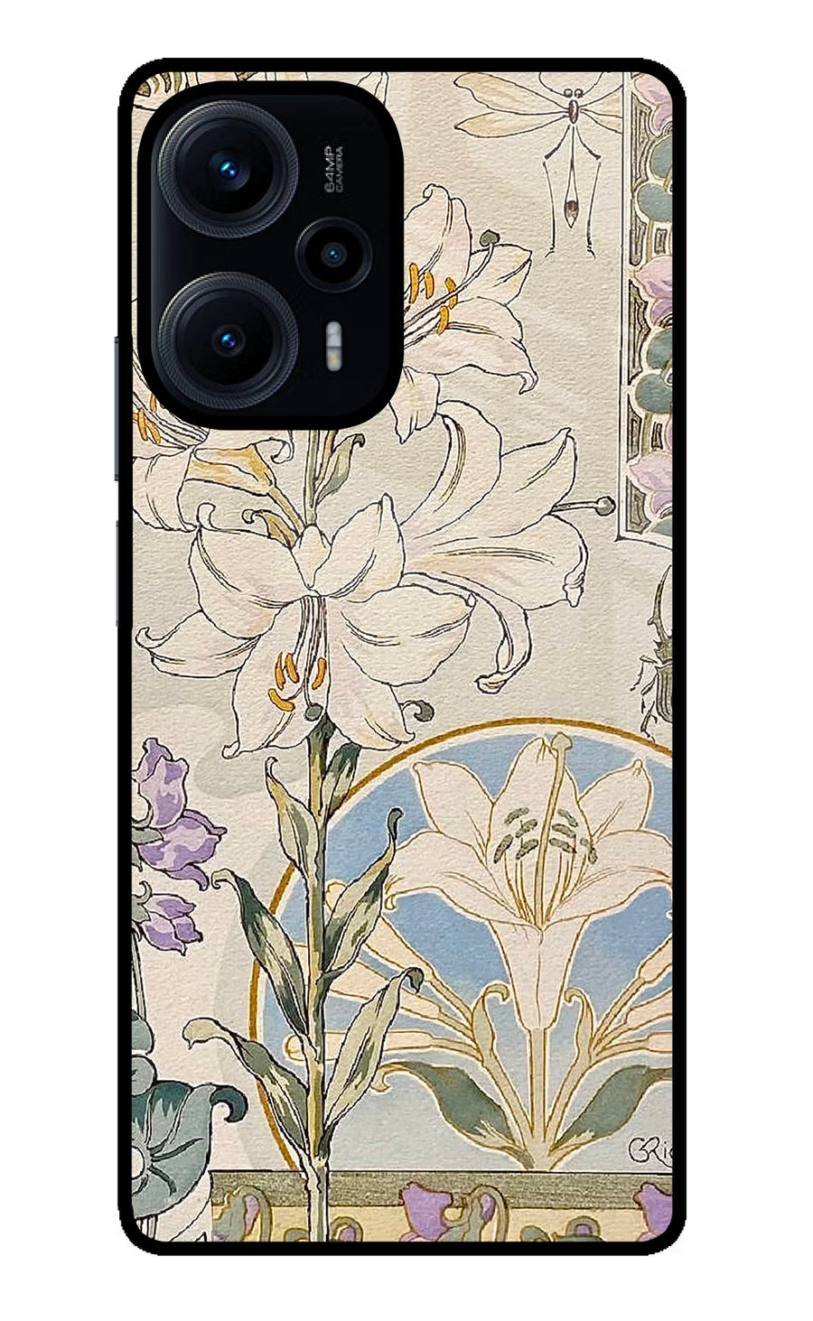 White Lily Poco F5 5G Back Cover, Glass case