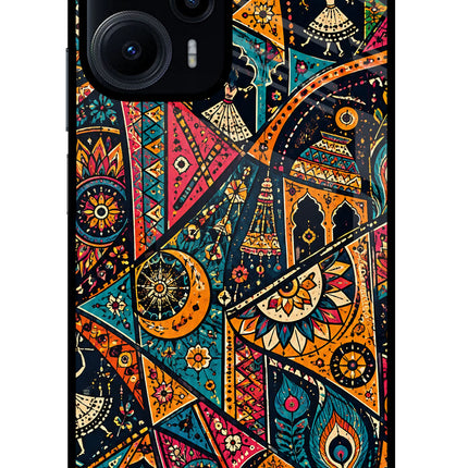 Folk Print Poco F5 5G Glass Case