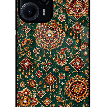 Green Pataka Poco F5 5G Glass Case
