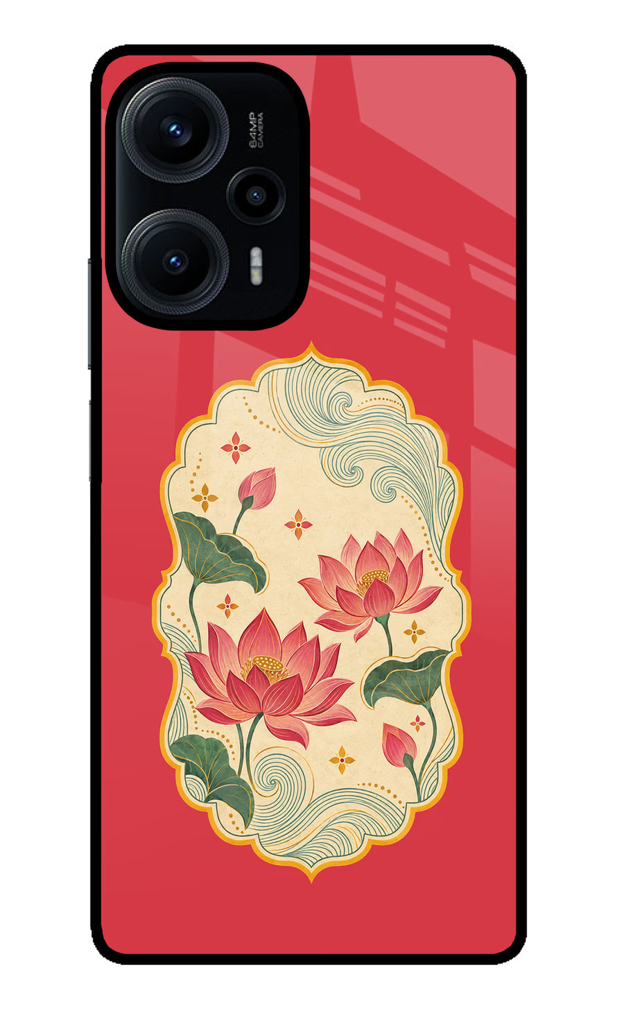 Pink Lotus Poco F5 5G Back Cover, Glass case