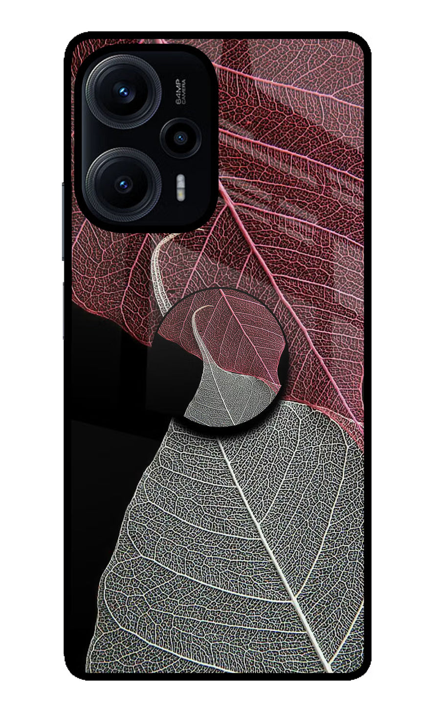 Leaf Pattern Poco F5 5G Pop Case, Glass case