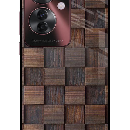 Wooden Cube Design Oppo F25 Pro 5G Glass Case