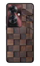 Wooden Cube Design Oppo F25 Pro 5G Glass Case