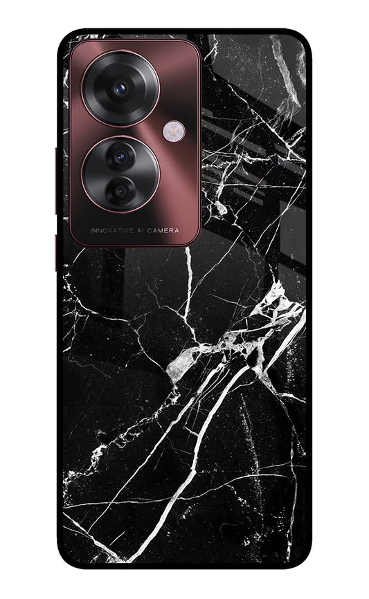 Black Marble Pattern Oppo F25 Pro 5G Glass Case