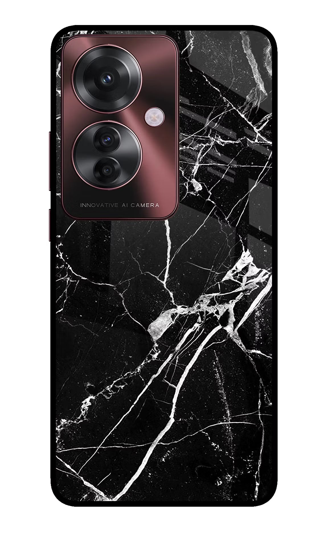 Black Marble Pattern Oppo F25 Pro 5G Glass Case Back Cover by Casekaro
