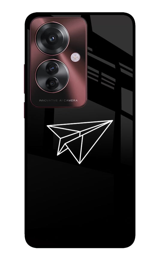 Paper Plane White Oppo F25 Pro 5G Glass Case