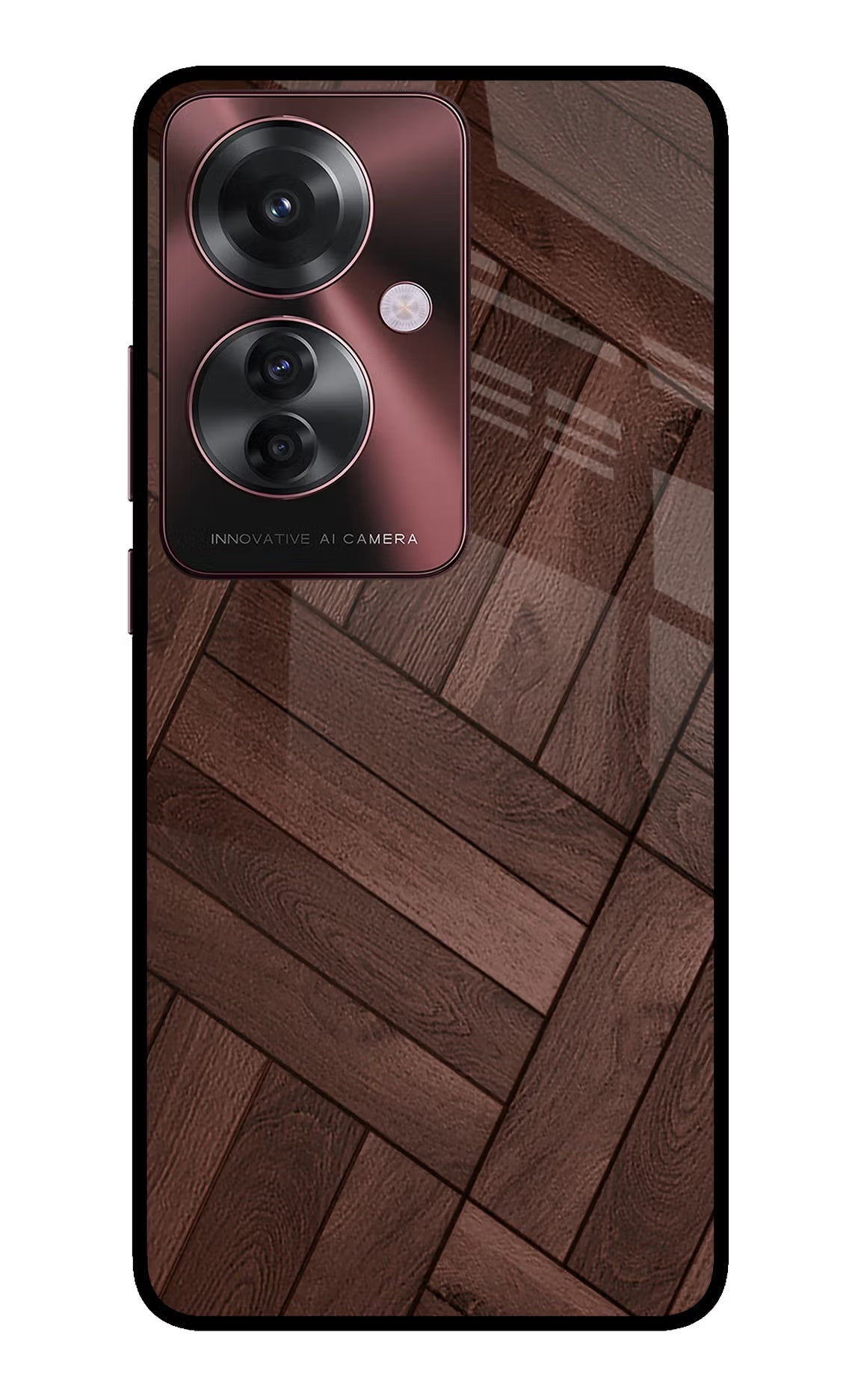Wooden Texture Design Oppo F25 Pro 5G Glass Case Back Cover by Casekaro